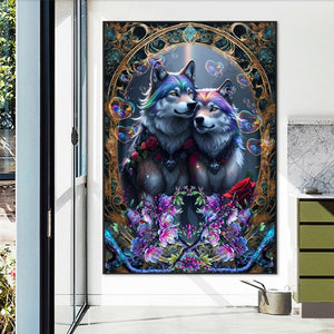 Two Wolves With A Heart For Each Other 50*70CM(Canvas) Full Round Drill Diamond Painting