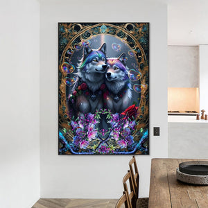 Two Wolves With A Heart For Each Other 50*70CM(Canvas) Full Round Drill Diamond Painting