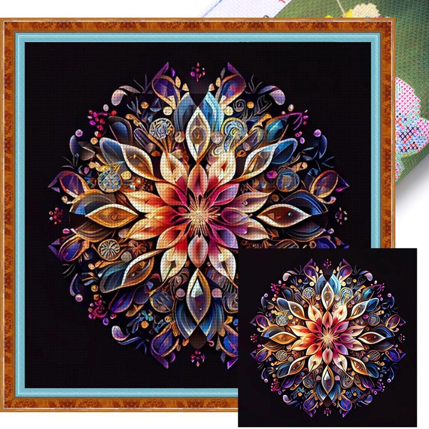Mandala Flower - Full 11CT Stamped Cross Stitch 40x40CM - Huacan