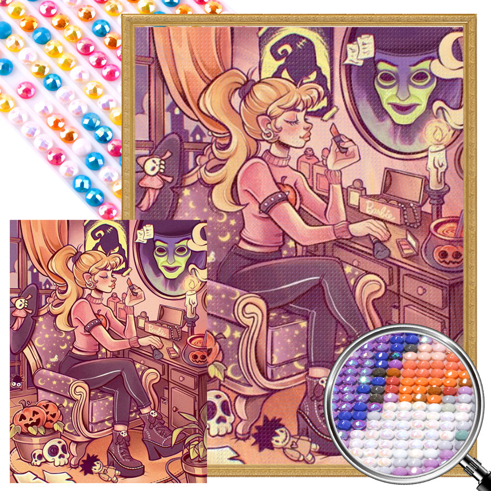 Girl With Magic Mirror 45*60CM(Picture) Full Round Drill Diamond Painting