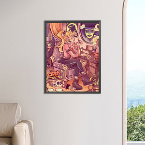 Girl With Magic Mirror 45*60CM(Picture) Full Round Drill Diamond Painting