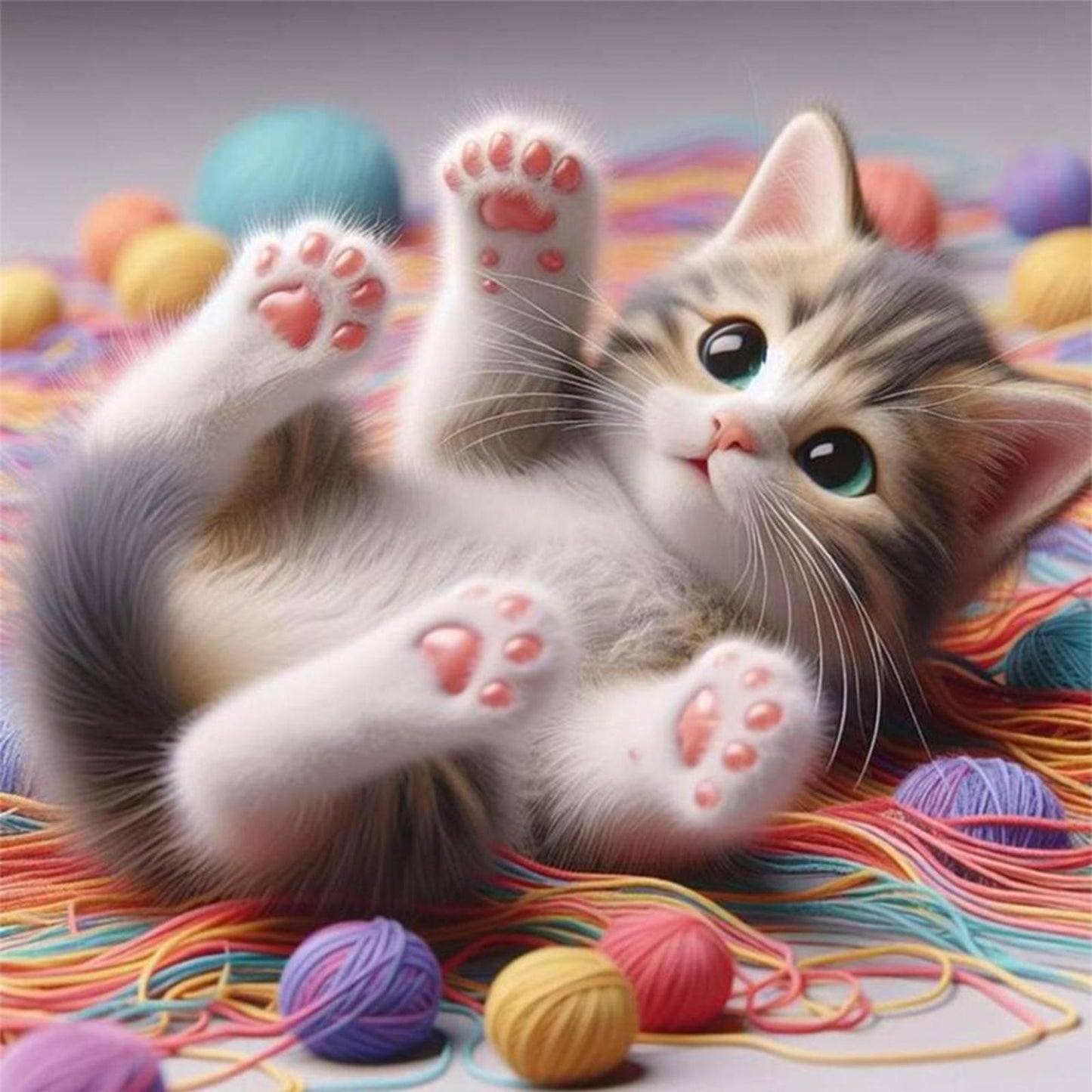 Cute Cat - Full 11CT Stamped Cross Stitch 40x40CM - Yishu