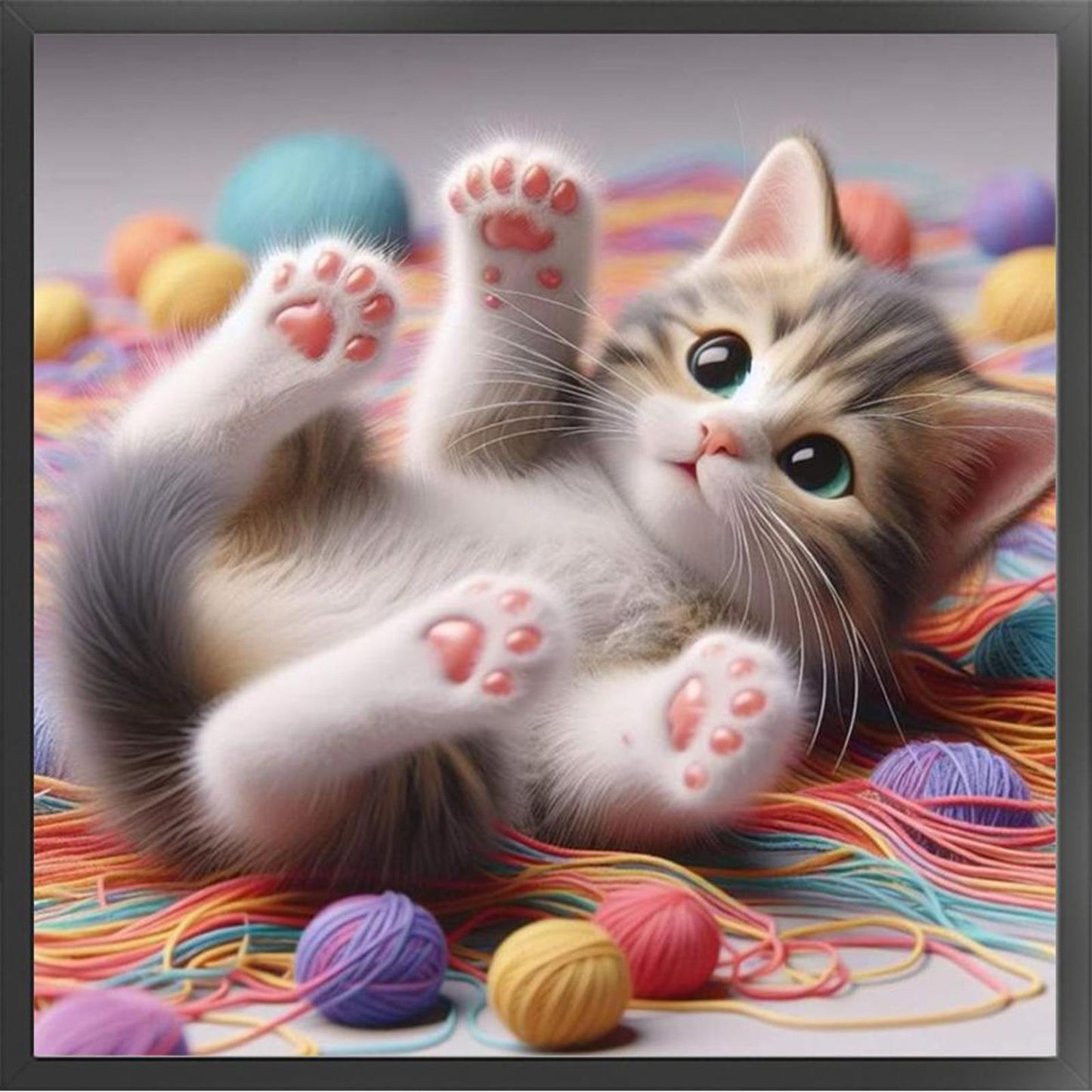 Cute Cat - Full 11CT Stamped Cross Stitch 40x40CM - Yishu