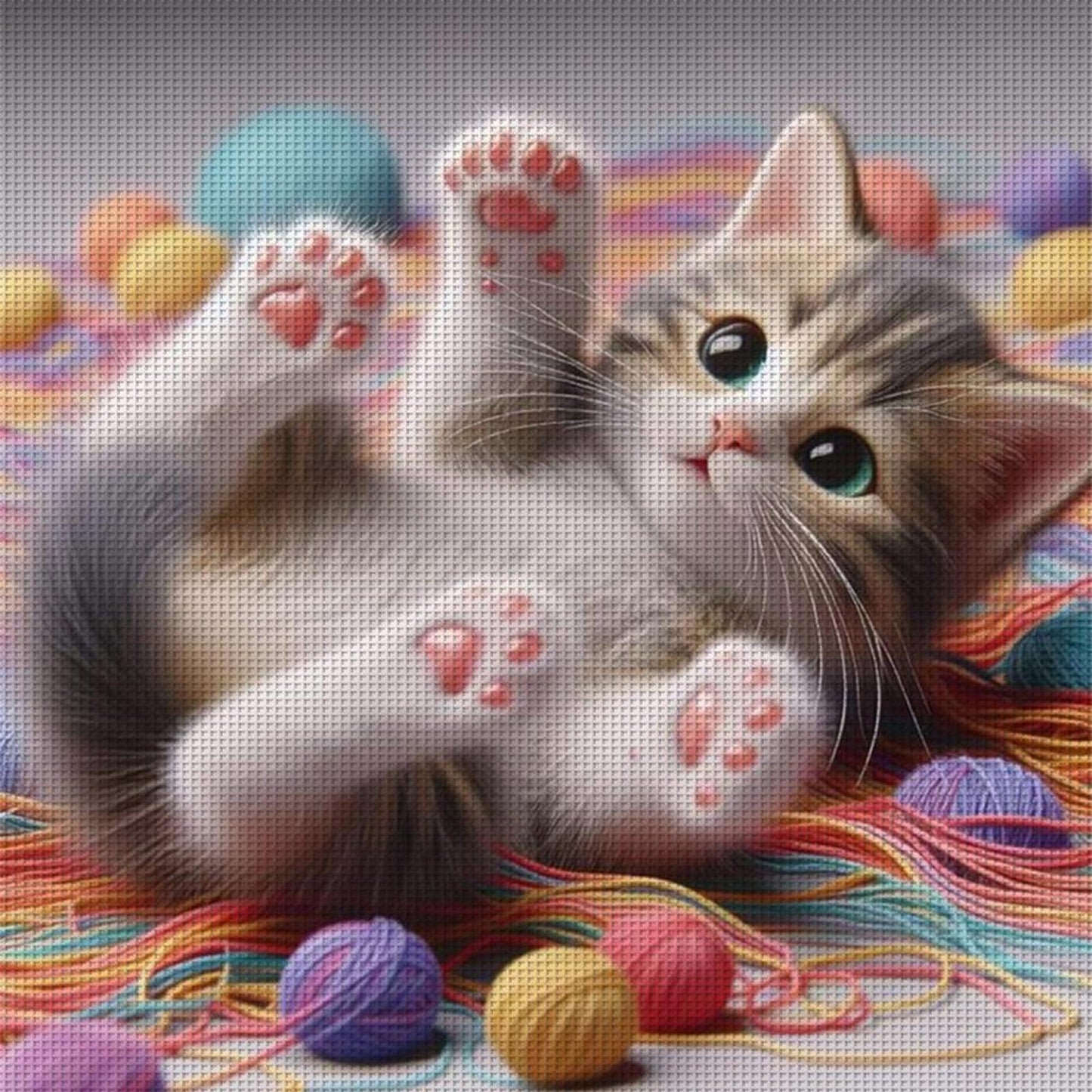Cute Cat - Full 11CT Stamped Cross Stitch 40x40CM - Yishu