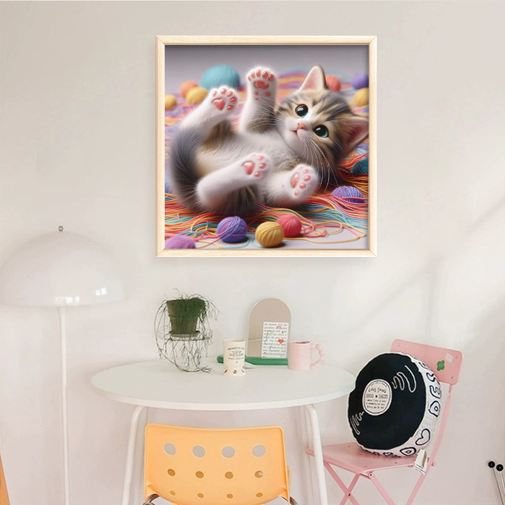 Cute Cat - Full 11CT Stamped Cross Stitch 40x40CM - Yishu
