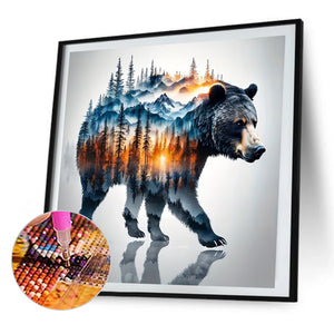 Silhouette Of A Black Bear In A Landscape 40*40CM(Picture) Full Round Drill Diamond Painting