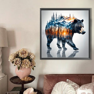 Silhouette Of A Black Bear In A Landscape 40*40CM(Picture) Full Round Drill Diamond Painting