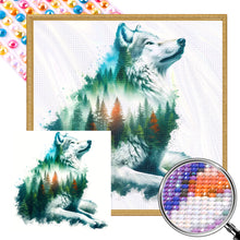 Load image into Gallery viewer, Silhouette Of A White Wolf In A Landscape 40*40CM(Picture) Full Round Drill Diamond Painting
