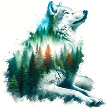 Load image into Gallery viewer, Silhouette Of A White Wolf In A Landscape 40*40CM(Picture) Full Round Drill Diamond Painting
