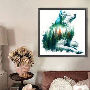Silhouette Of A White Wolf In A Landscape 40*40CM(Picture) Full Round Drill Diamond Painting