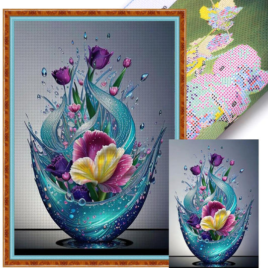 Vase - Full 11CT Stamped Cross Stitch 40x60CM - Huacan