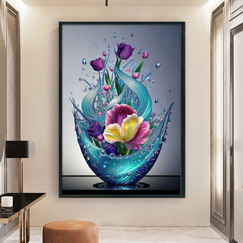 Vase - Full 11CT Stamped Cross Stitch 40x60CM - Huacan