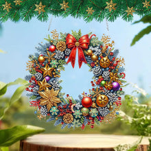 Load image into Gallery viewer, Acrylic Special Shape Christmas Wreath Diamond Painting Art Pendants for Wall
