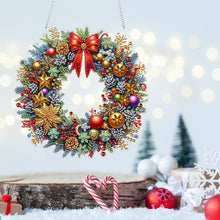 Load image into Gallery viewer, Acrylic Special Shape Christmas Wreath Diamond Painting Art Pendants for Wall
