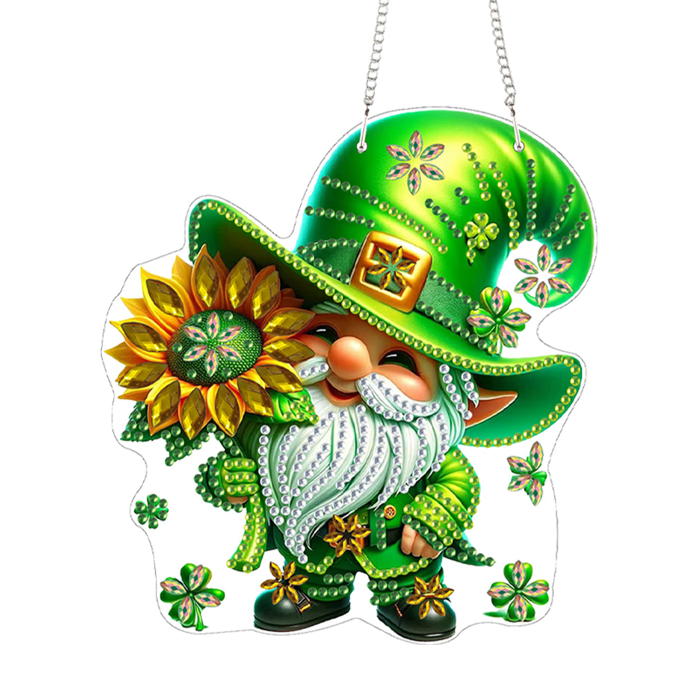 Acrylic Special Shape Sunflower Gnome 5D DIY Diamond Painting Dots Pendant