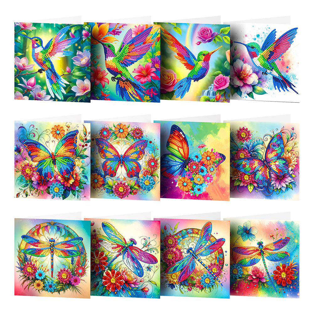 12PCS DIY Animals Theme Diamond Art Greeting Cards Congratulations Cards & Gifts