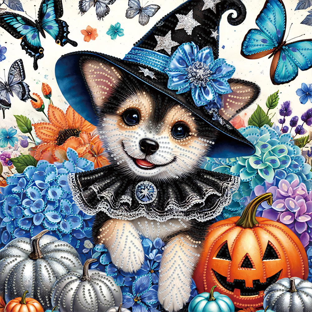Halloween Dog 40*40CM(Canvas) Partial Special Shaped Drill Diamond Painting