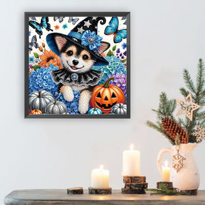 Halloween Dog 40*40CM(Canvas) Partial Special Shaped Drill Diamond Painting