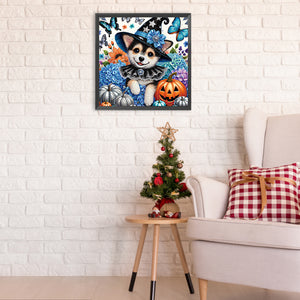 Halloween Dog 40*40CM(Canvas) Partial Special Shaped Drill Diamond Painting