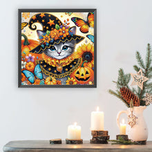 Load image into Gallery viewer, Halloween Cat 40*40CM(Canvas) Partial Special Shaped Drill Diamond Painting

