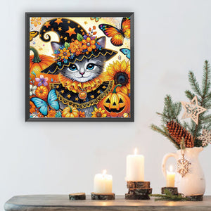 Halloween Cat 40*40CM(Canvas) Partial Special Shaped Drill Diamond Painting