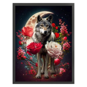 Yishu - Wolf And Flower - 40*53CM 11CT 3 Stamped Cross Stitch