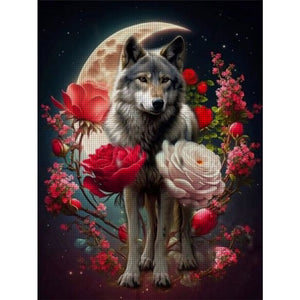 Yishu - Wolf And Flower - 40*53CM 11CT 3 Stamped Cross Stitch