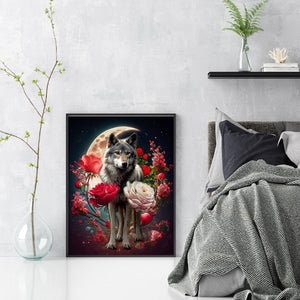 Yishu - Wolf And Flower - 40*53CM 11CT 3 Stamped Cross Stitch