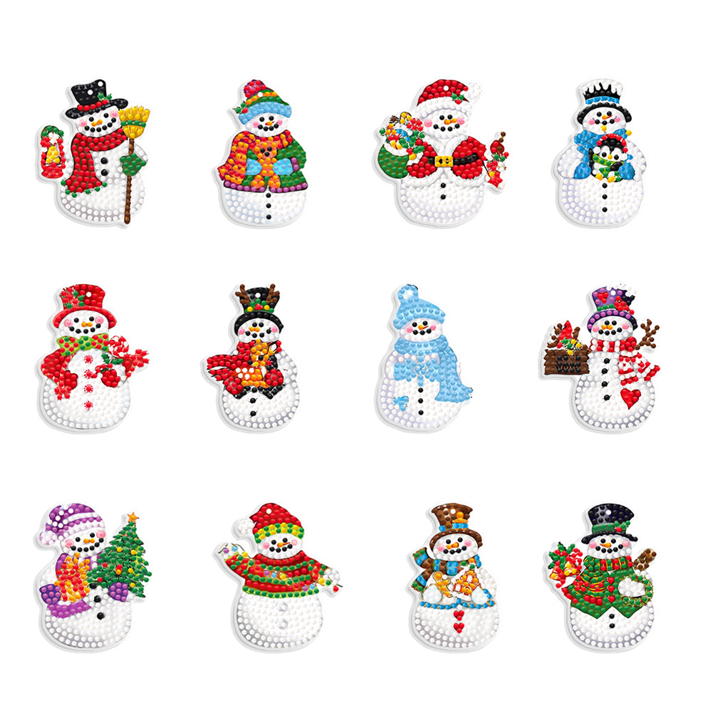 12Pcs Acrylic Christmas Hanging Diamond Painting Art Kits for Christmas Tree