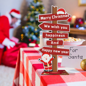 Wooden Special Shaped Christmas Sign Desktop Diamond Art Kits for Home Office