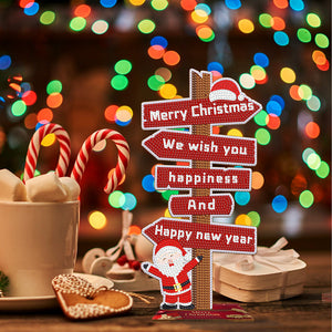 Wooden Special Shaped Christmas Sign Desktop Diamond Art Kits for Home Office