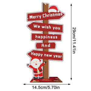 Wooden Special Shaped Christmas Sign Desktop Diamond Art Kits for Home Office