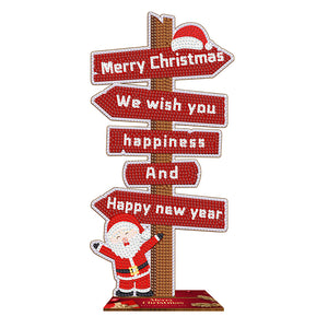 Wooden Special Shaped Christmas Sign Desktop Diamond Art Kits for Home Office