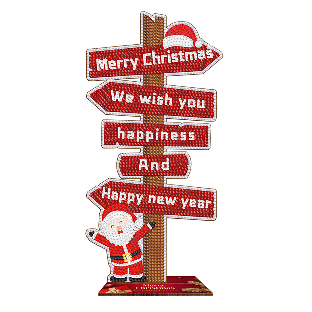 Wooden Special Shaped Christmas Sign Desktop Diamond Art Kits for Home Office