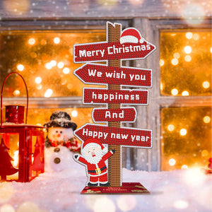 Wooden Special Shaped Christmas Sign Desktop Diamond Art Kits for Home Office