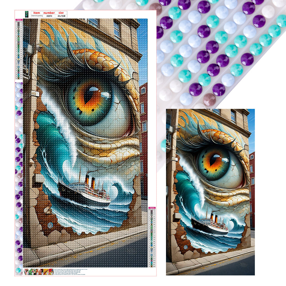 Wall-Eyes, Ship, And Sea 40*75CM(Canvas) Full Round Drill Diamond Painting