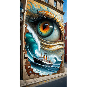 Wall-Eyes, Ship, And Sea 40*75CM(Canvas) Full Round Drill Diamond Painting