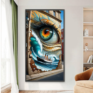 Wall-Eyes, Ship, And Sea 40*75CM(Canvas) Full Round Drill Diamond Painting