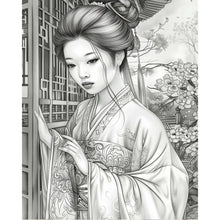Load image into Gallery viewer, Black And White Floral Girl 40*50CM(Canvas) Full Round Drill Diamond Painting
