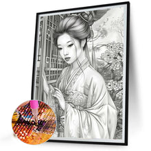 Load image into Gallery viewer, Black And White Floral Girl 40*50CM(Canvas) Full Round Drill Diamond Painting
