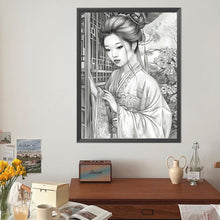 Load image into Gallery viewer, Black And White Floral Girl 40*50CM(Canvas) Full Round Drill Diamond Painting
