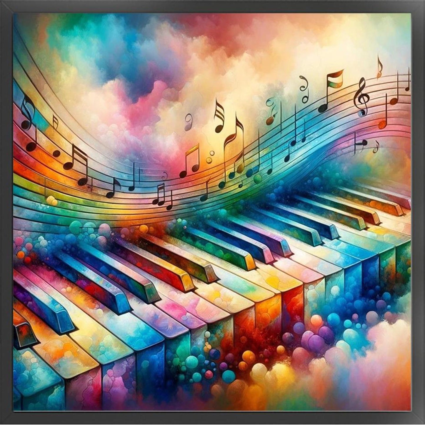 Colorful Piano - Full 11CT Stamped Cross Stitch 40x40CM - Yishu