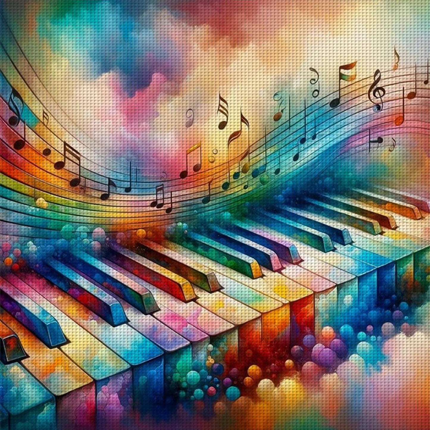 Colorful Piano - Full 11CT Stamped Cross Stitch 40x40CM - Yishu
