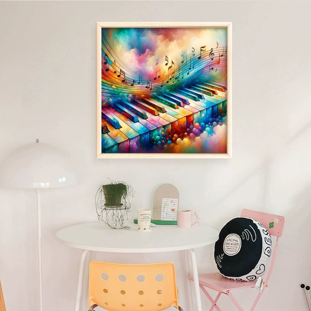 Colorful Piano - Full 11CT Stamped Cross Stitch 40x40CM - Yishu