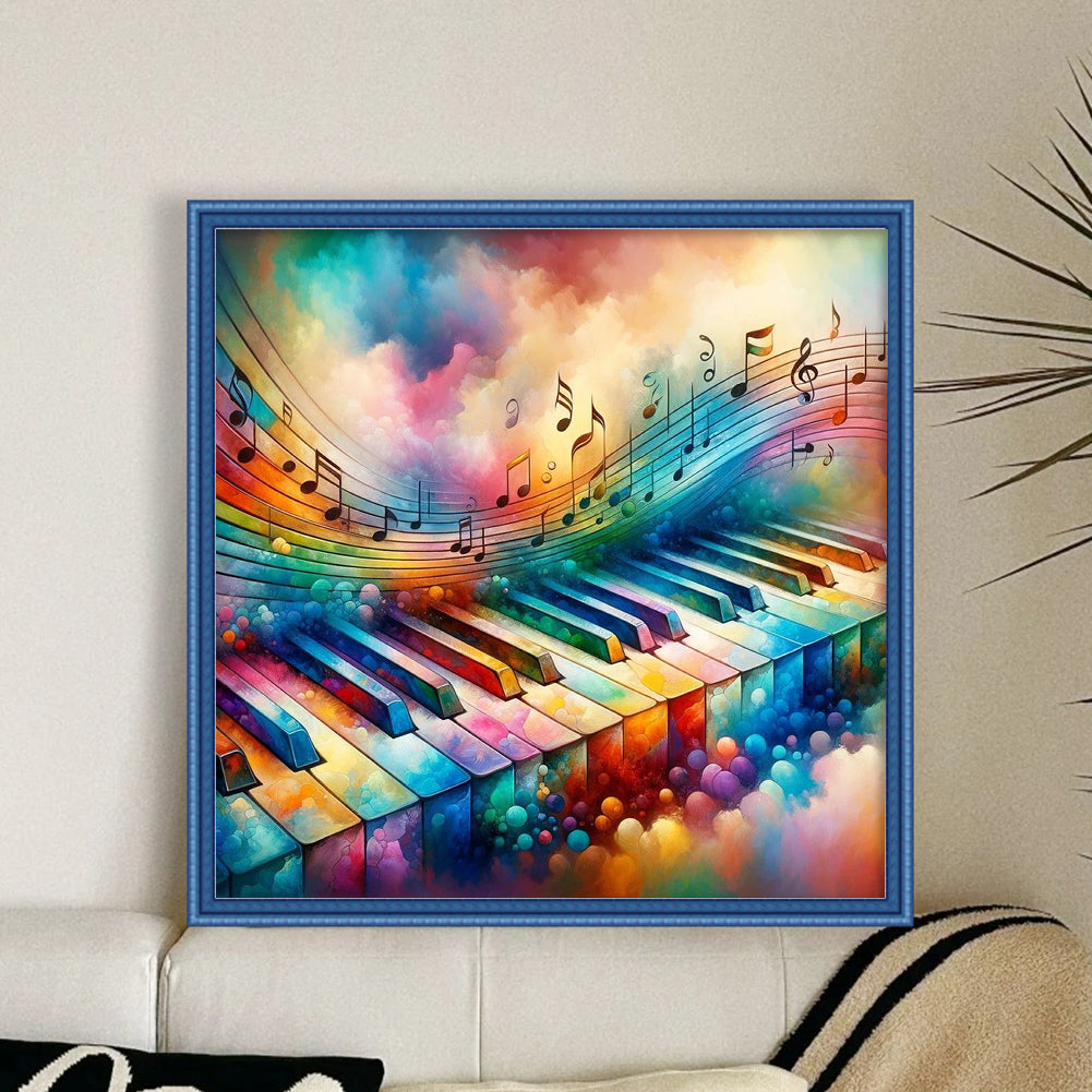 Colorful Piano - Full 11CT Stamped Cross Stitch 40x40CM - Yishu