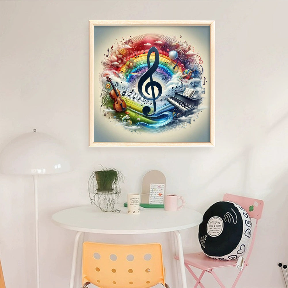 Colorful Music Notes - Full 11CT Stamped Cross Stitch 40x40CM - Yishu