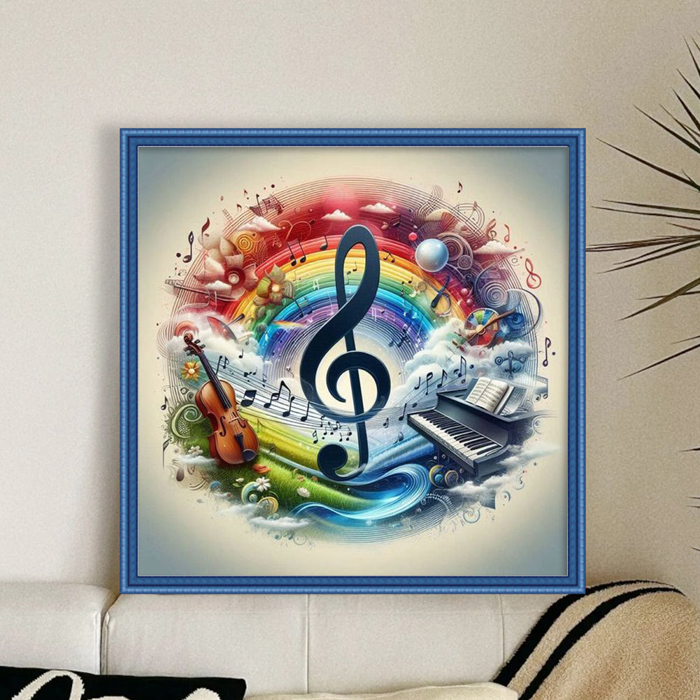 Colorful Music Notes - Full 11CT Stamped Cross Stitch 40x40CM - Yishu