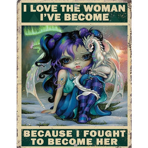 Retro Illustration Of A Pterosaur Girl 35*45CM(Canvas) Full Round Drill Diamond Painting