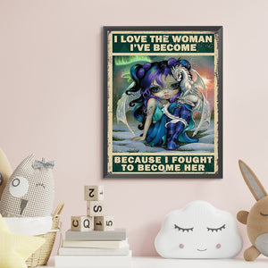 Retro Illustration Of A Pterosaur Girl 35*45CM(Canvas) Full Round Drill Diamond Painting