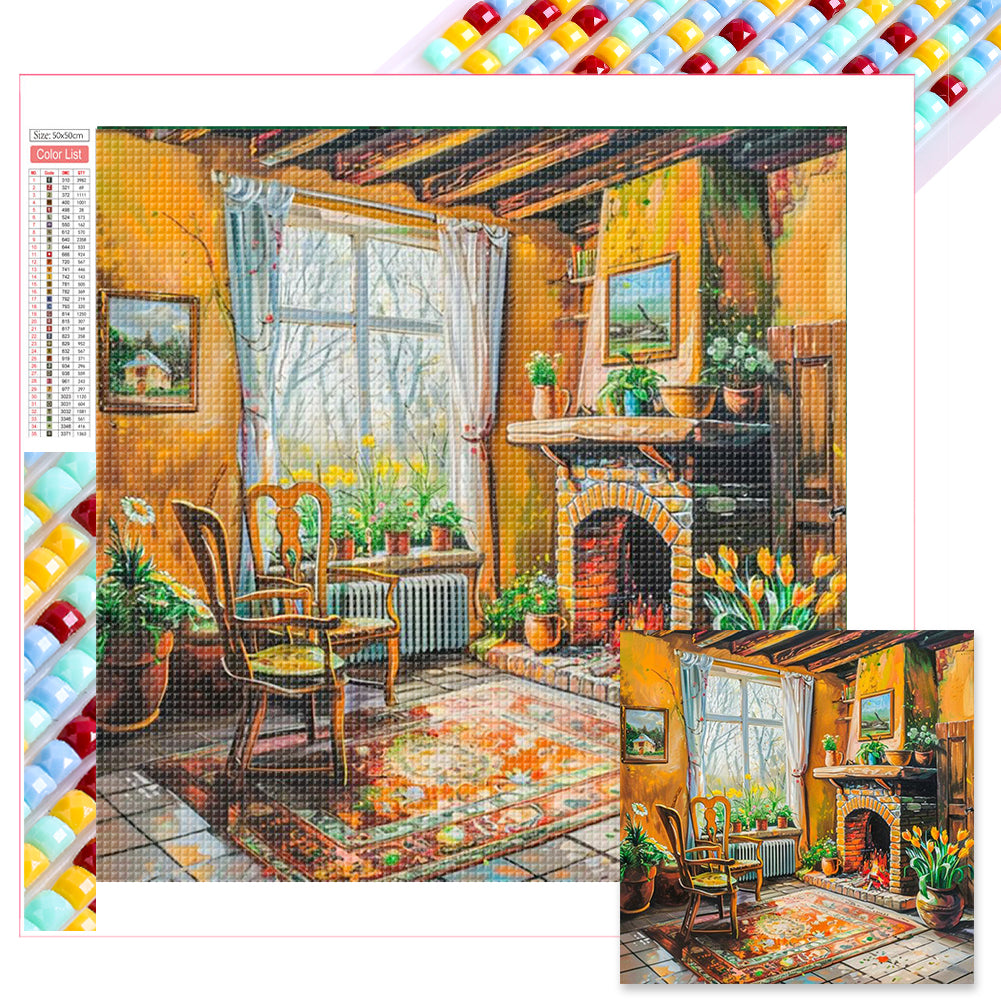 Room Corner 50*50CM(Picture) Full Square Drill Diamond Painting